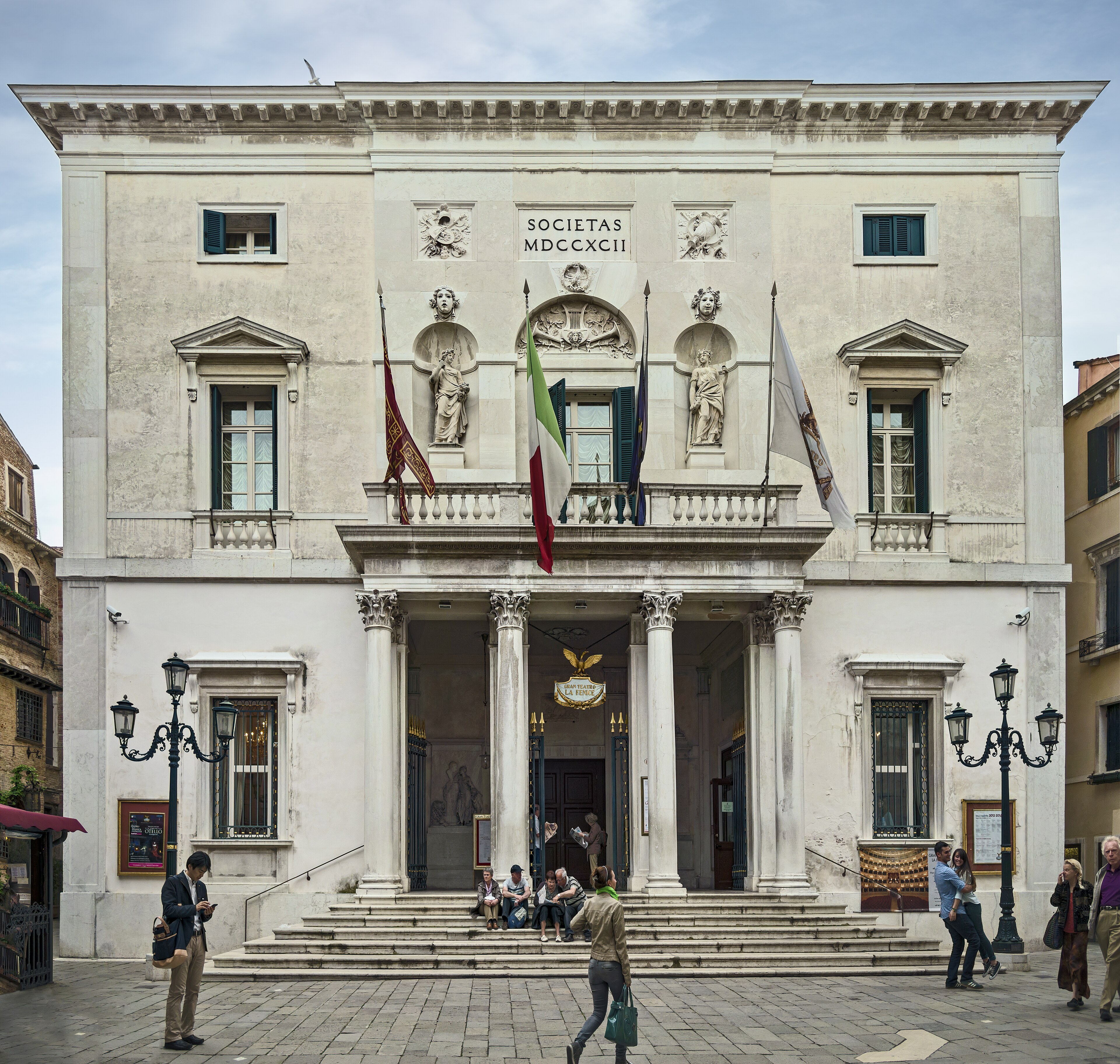 The facade of Teatro La Fenice, the opera house of Venice